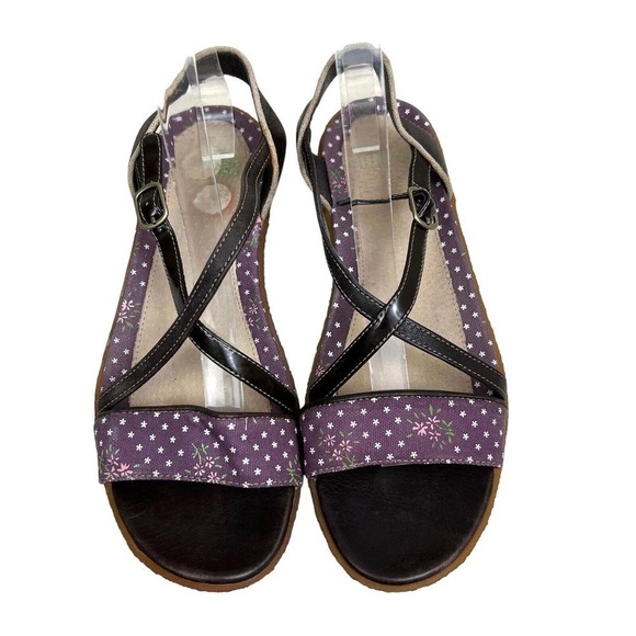Camper Sandals Brown Leather Cross‎ Straps Floral Print Women Size 7 - Picture 5 of 7